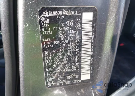 2013 Nissan Juke Sl z USA, uszkodzony, nr VIN JN8AF5MR9DT200912